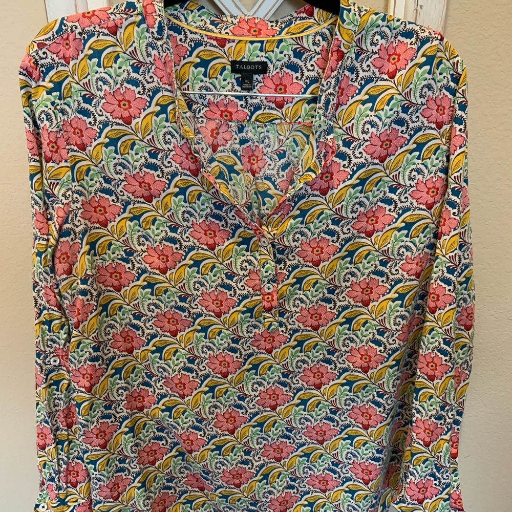 XL Talbots floral print blouse